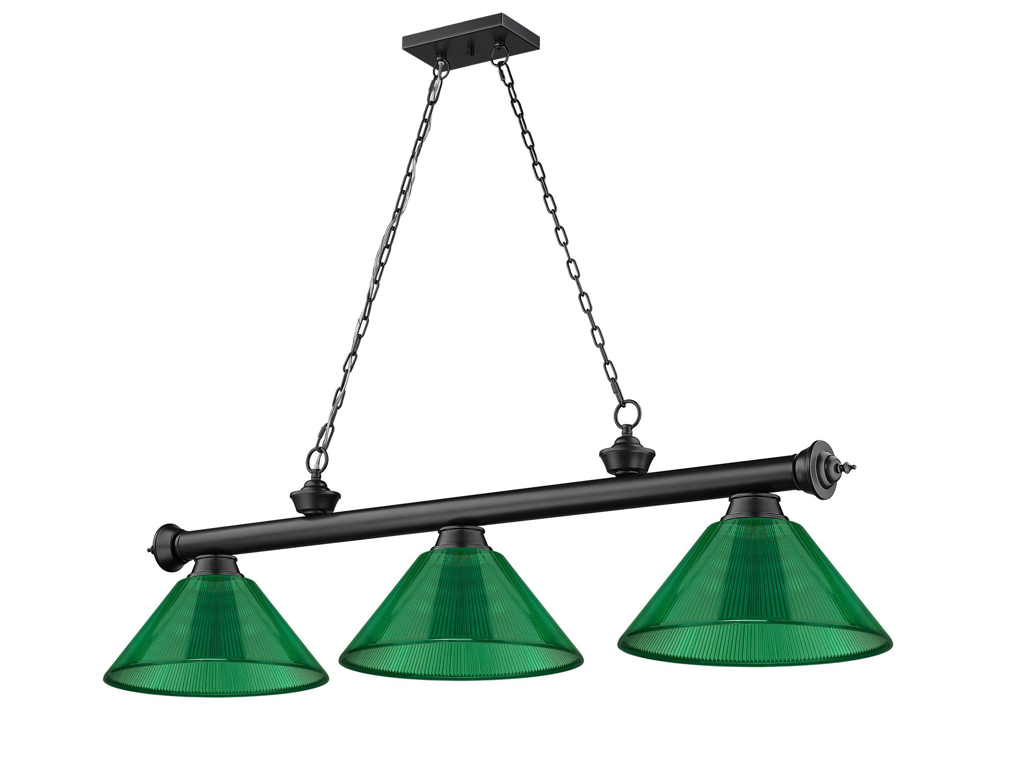 Cordon by Z-Lite Matte Black 3 Light Billiard Light