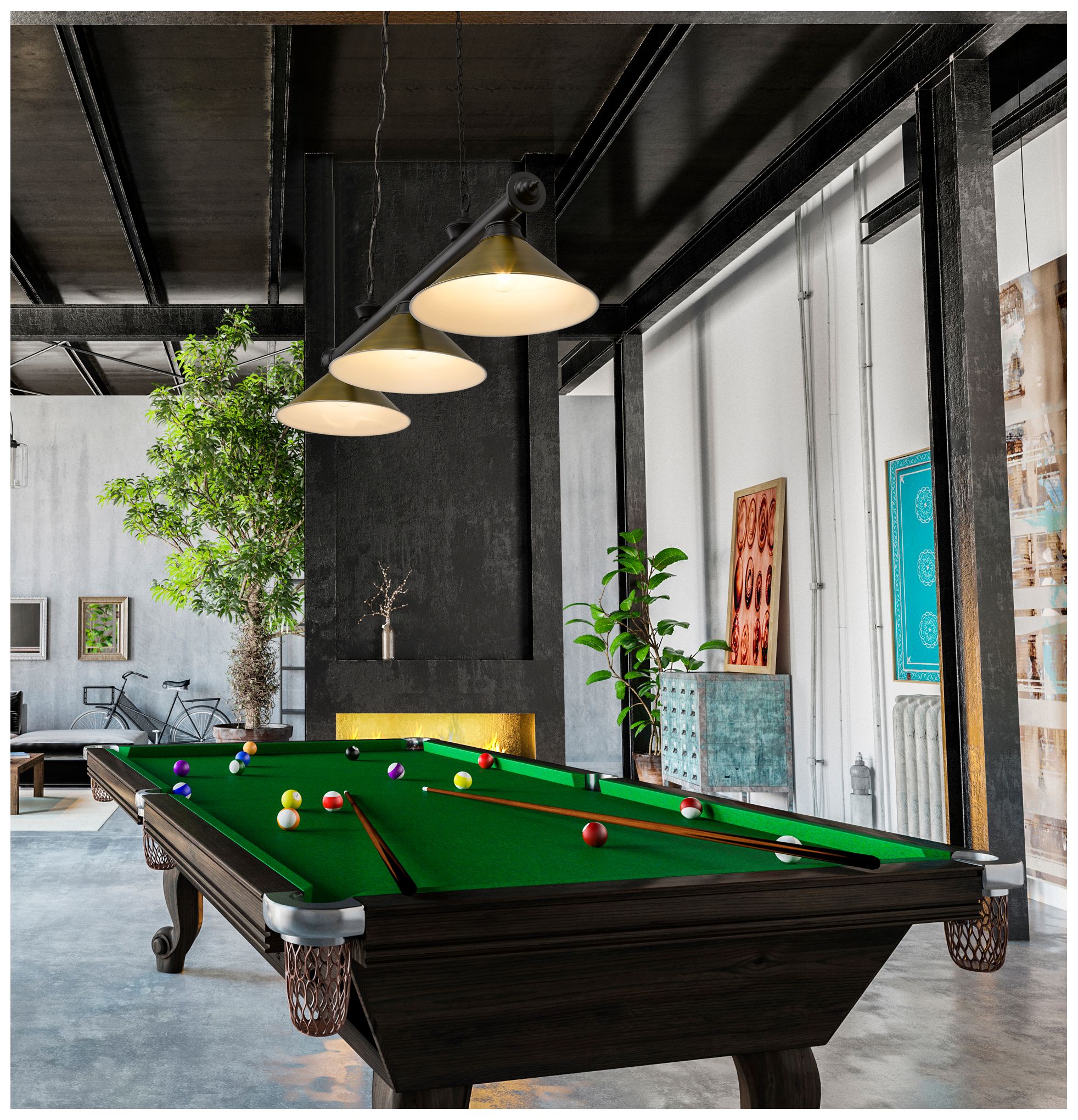 Image 3 Cordon by Z-Lite Matte Black 3 Light Billiard Light more views