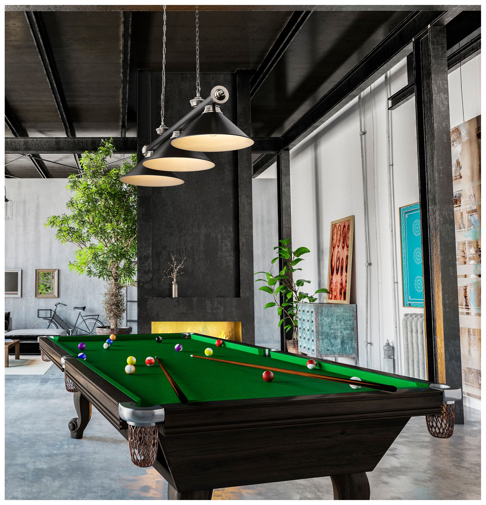 Image 2 Cordon by Z-Lite Matte Black + Brushed Nickel 15 inch 3 Light Billiard more views