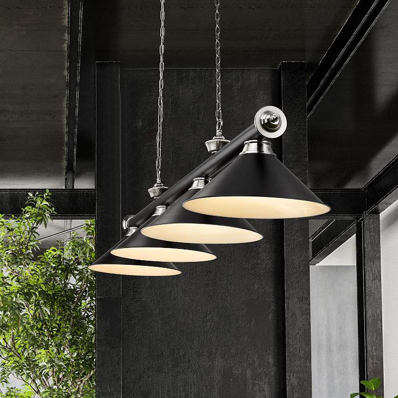 Image 1 Cordon by Z-Lite Matte Black + Brushed Nickel 4 Light Billiard Light