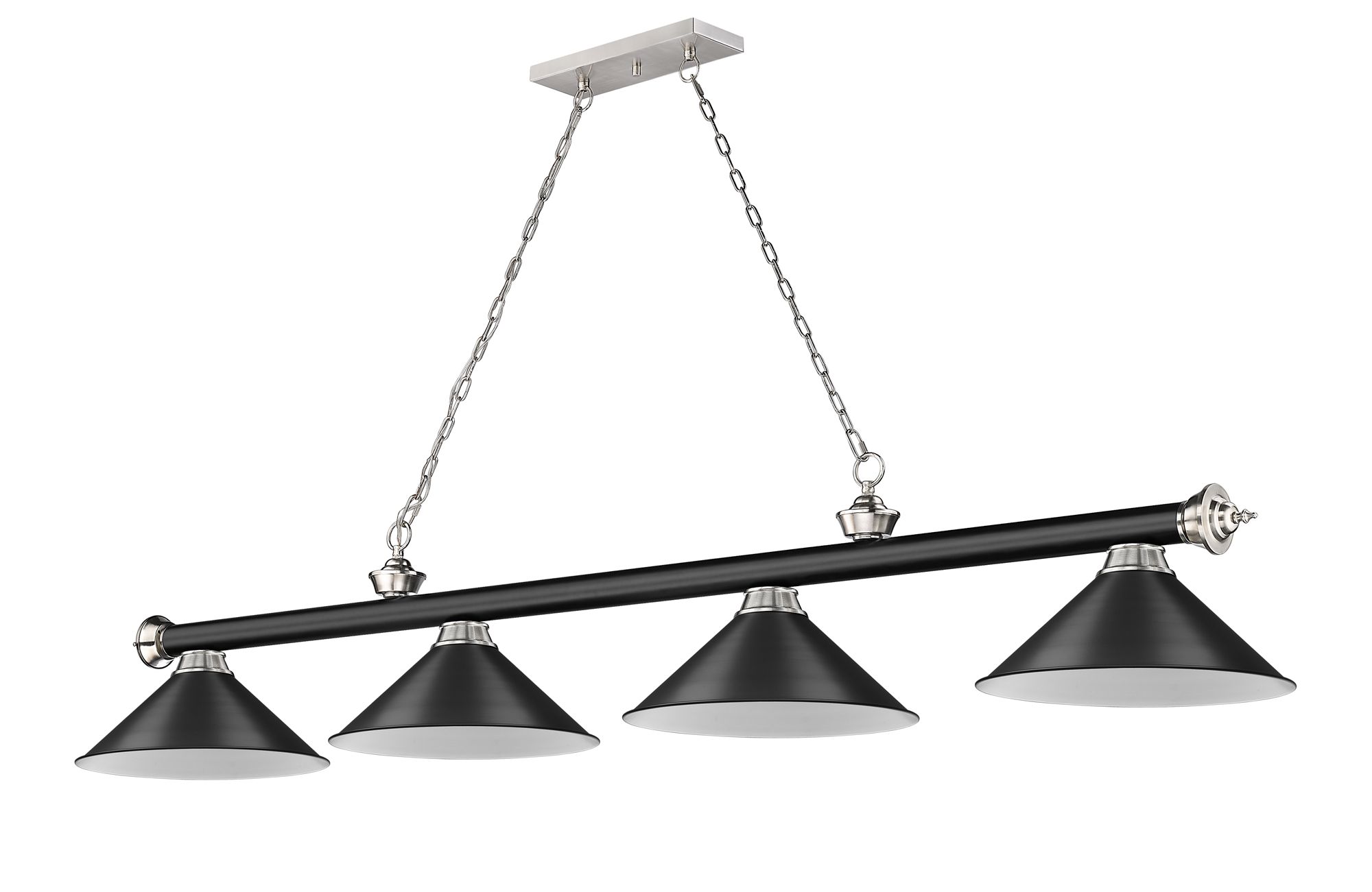 Cordon by Z-Lite Matte Black + Brushed Nickel 4 Light Billiard Light