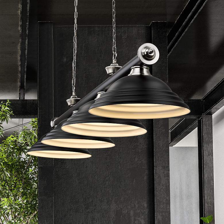 Image 1 Cordon by Z-Lite Matte Black + Brushed Nickel 4 Light Billiard Light