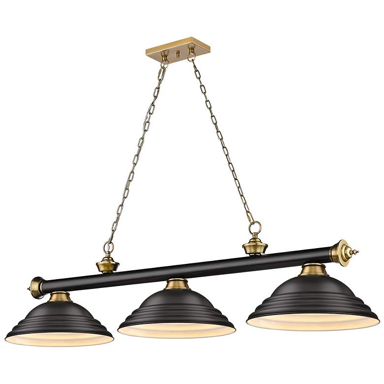Image 2 Cordon by Z-Lite Matte Black + Rubbed Brass 3 Light Billiard Light