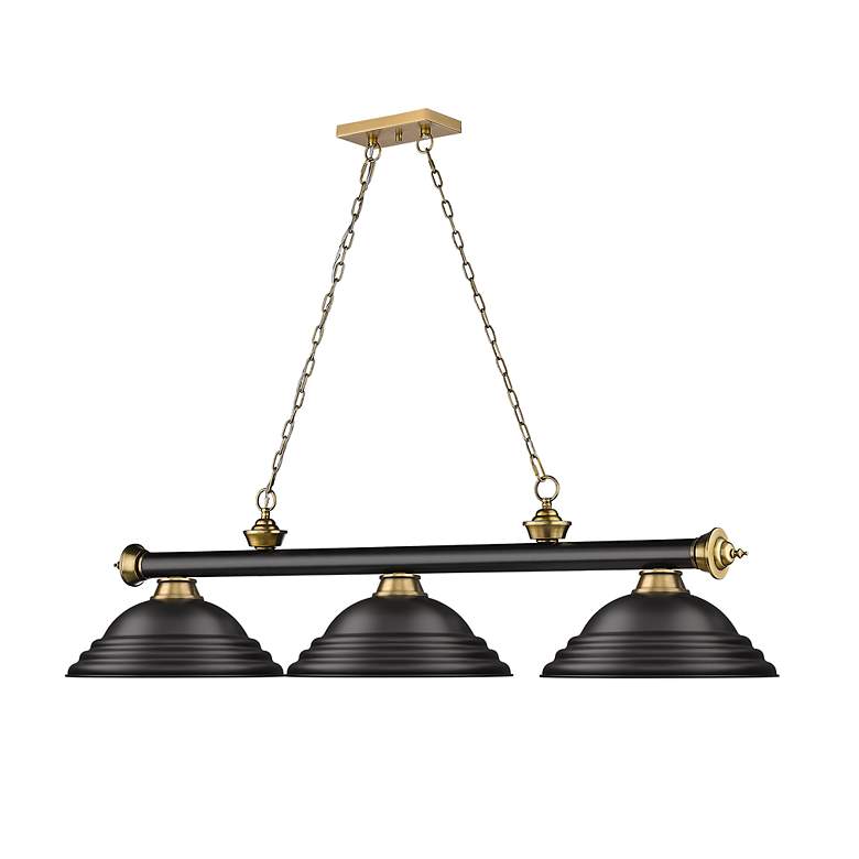 Image 6 Cordon by Z-Lite Matte Black + Rubbed Brass 3 Light Billiard Light more views