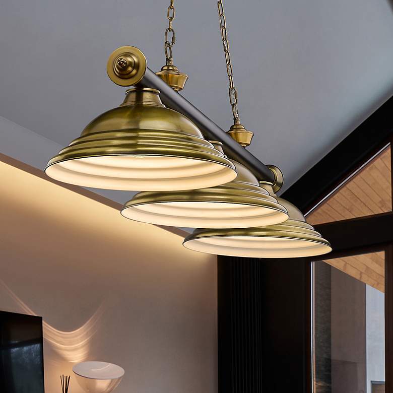 Image 1 Cordon by Z-Lite Matte Black + Rubbed Brass 3 Light Billiard Light