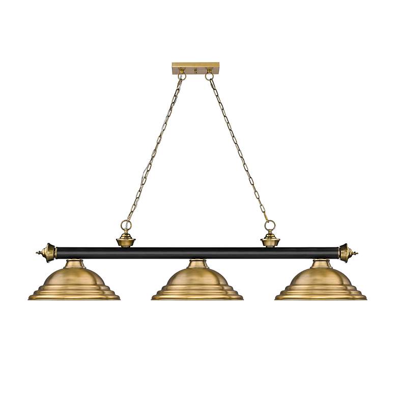 Image 5 Cordon by Z-Lite Matte Black + Rubbed Brass 3 Light Billiard Light more views