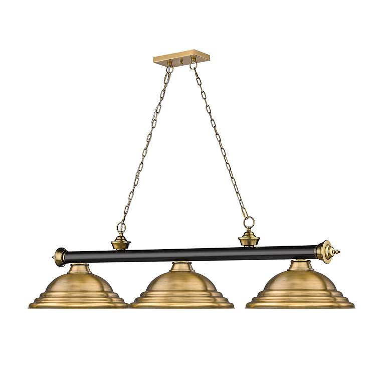Image 6 Cordon by Z-Lite Matte Black + Rubbed Brass 3 Light Billiard Light more views