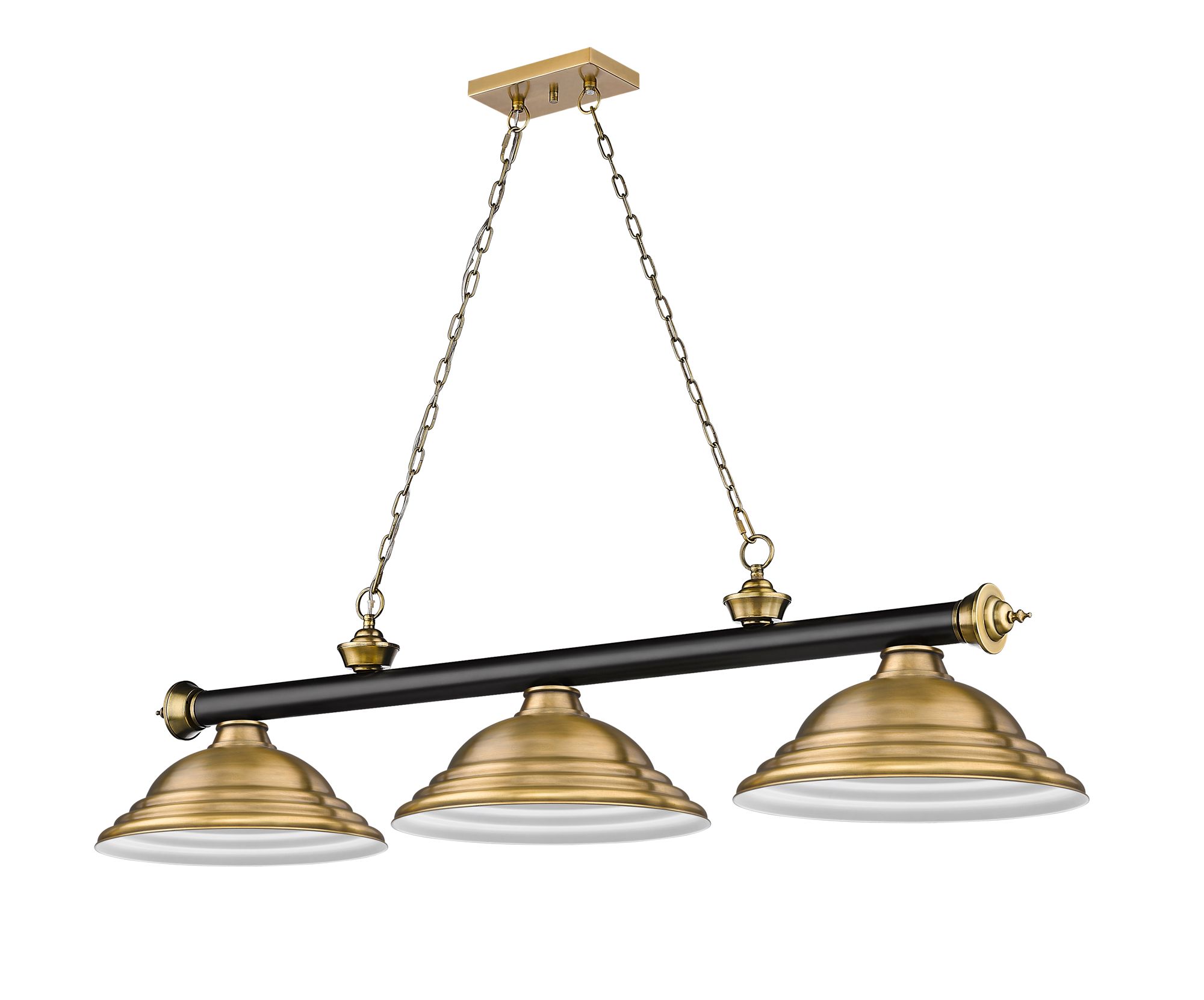 Cordon by Z-Lite Matte Black + Rubbed Brass 3 Light Billiard Light