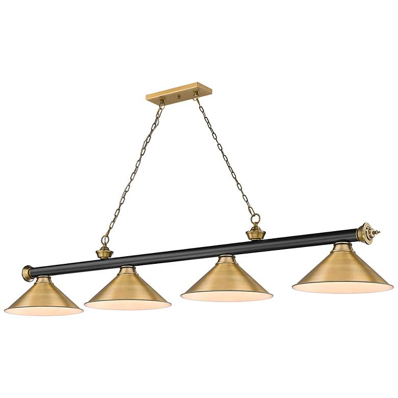 Image 2 Cordon by Z-Lite Matte Black + Rubbed Brass 4 Light Billiard Light