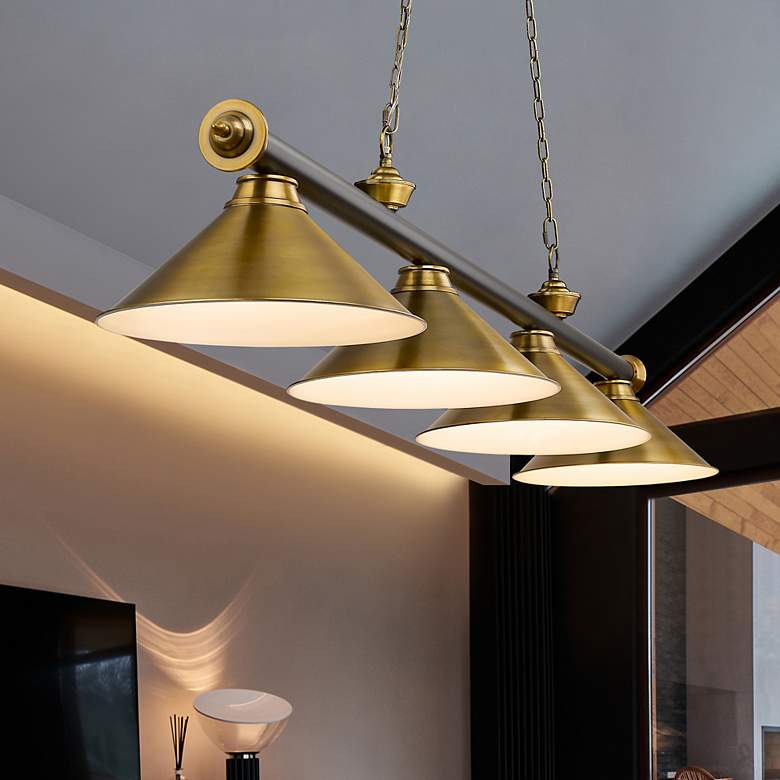 Image 1 Cordon by Z-Lite Matte Black + Rubbed Brass 4 Light Billiard Light