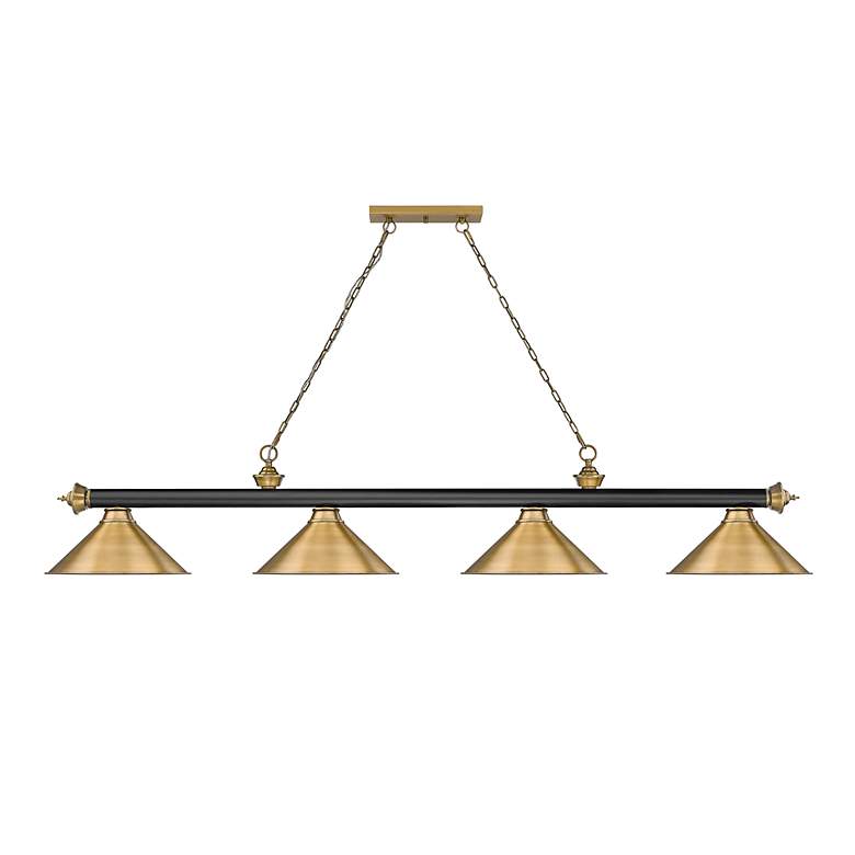 Image 5 Cordon by Z-Lite Matte Black + Rubbed Brass 4 Light Billiard Light more views
