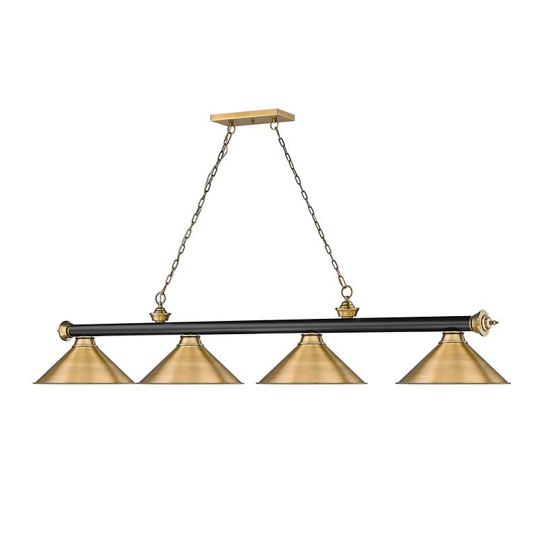 Image 6 Cordon by Z-Lite Matte Black + Rubbed Brass 4 Light Billiard Light more views