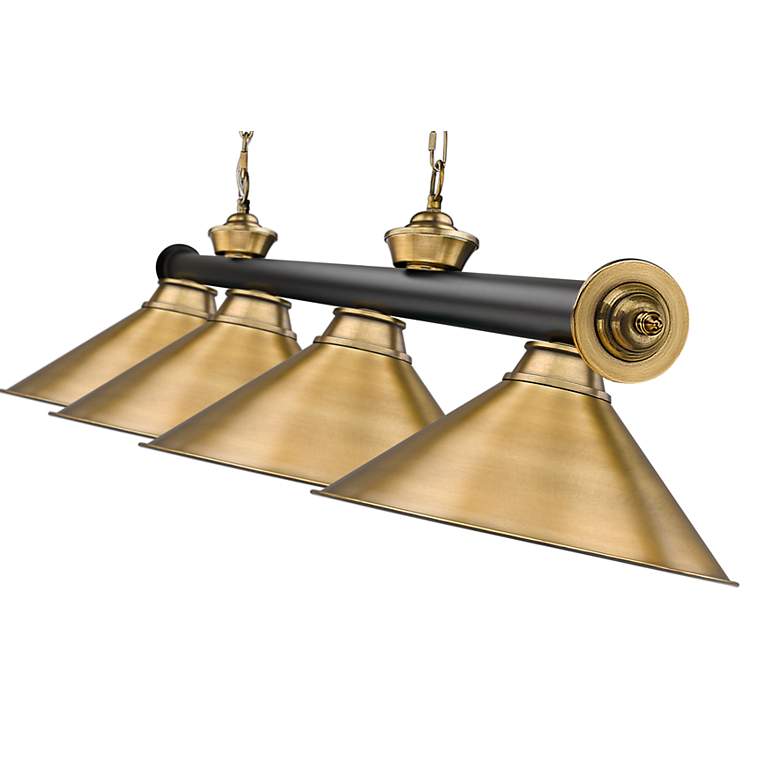 Image 7 Cordon by Z-Lite Matte Black + Rubbed Brass 4 Light Billiard Light more views