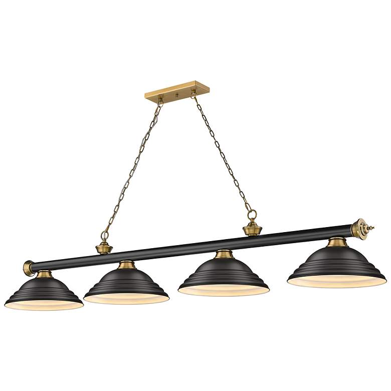 Image 2 Cordon by Z-Lite Matte Black + Rubbed Brass 4 Light Billiard Light