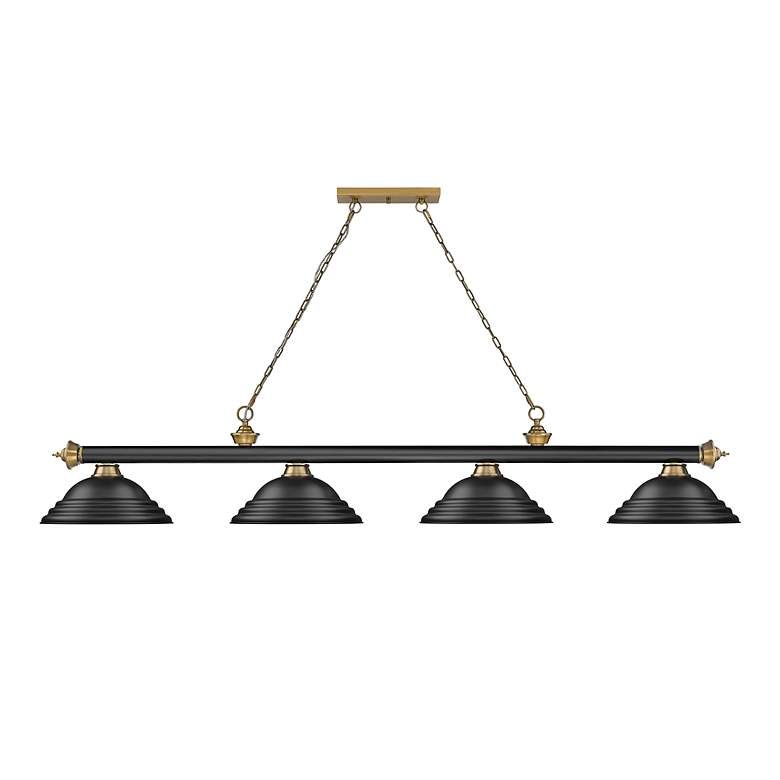Image 5 Cordon by Z-Lite Matte Black + Rubbed Brass 4 Light Billiard Light more views