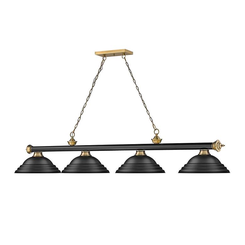 Image 6 Cordon by Z-Lite Matte Black + Rubbed Brass 4 Light Billiard Light more views