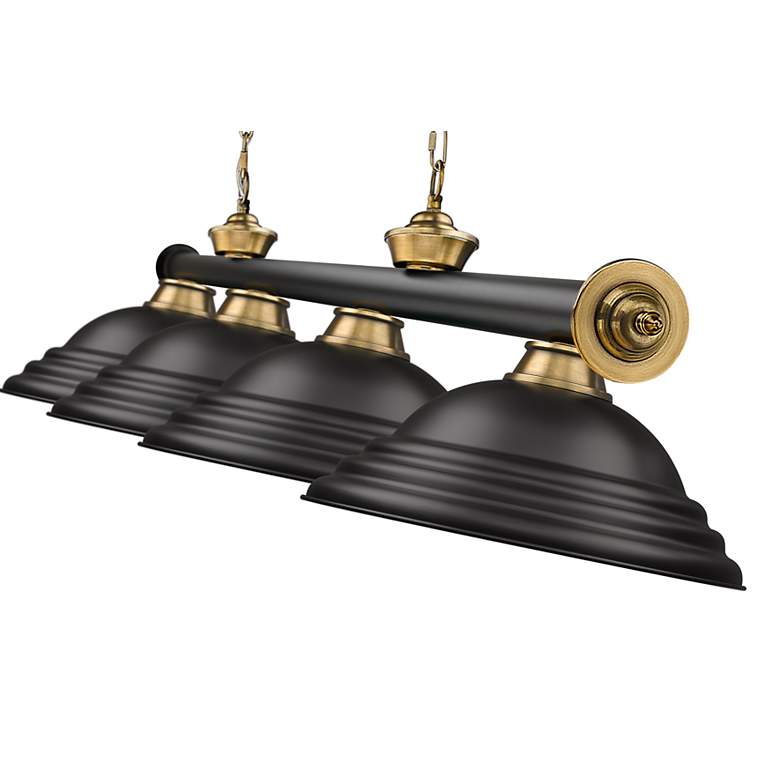 Image 7 Cordon by Z-Lite Matte Black + Rubbed Brass 4 Light Billiard Light more views