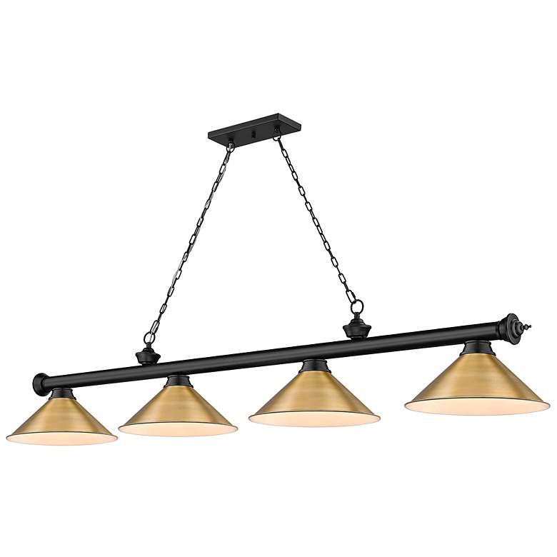 Image 2 Cordon by Z-Lite Matte Black + Rubbed Brass 4 Light Billiard Light