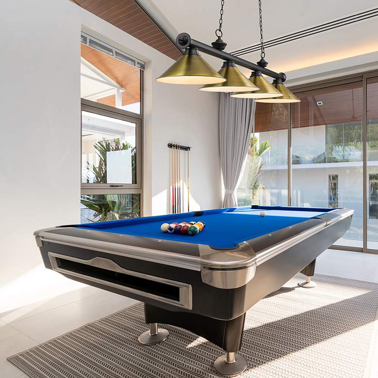 Image 3 Cordon by Z-Lite Matte Black + Rubbed Brass 4 Light Billiard Light more views