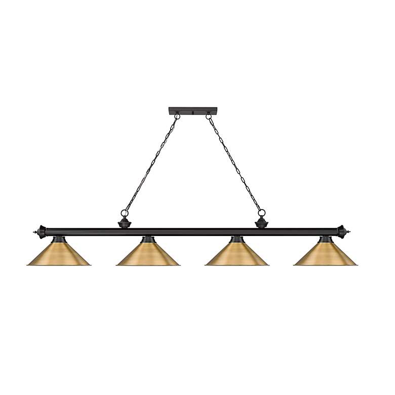 Image 5 Cordon by Z-Lite Matte Black + Rubbed Brass 4 Light Billiard Light more views
