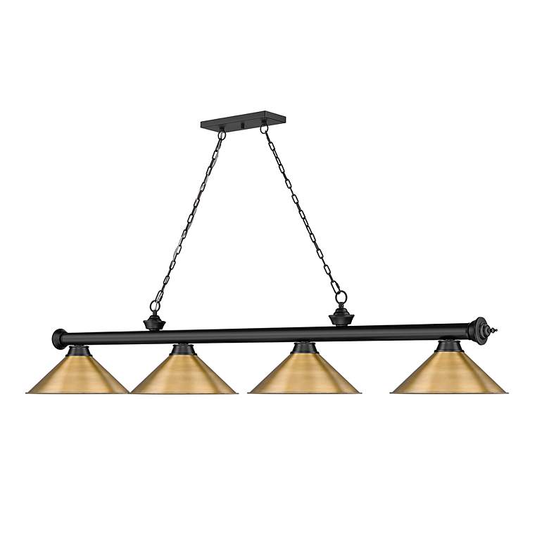 Image 6 Cordon by Z-Lite Matte Black + Rubbed Brass 4 Light Billiard Light more views