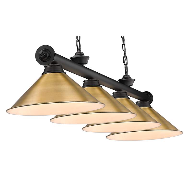 Image 7 Cordon by Z-Lite Matte Black + Rubbed Brass 4 Light Billiard Light more views