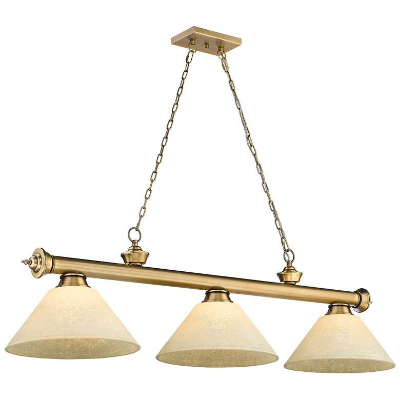 Image 1 Cordon by Z-Lite Rubbed Brass 3 Light Billiard Light