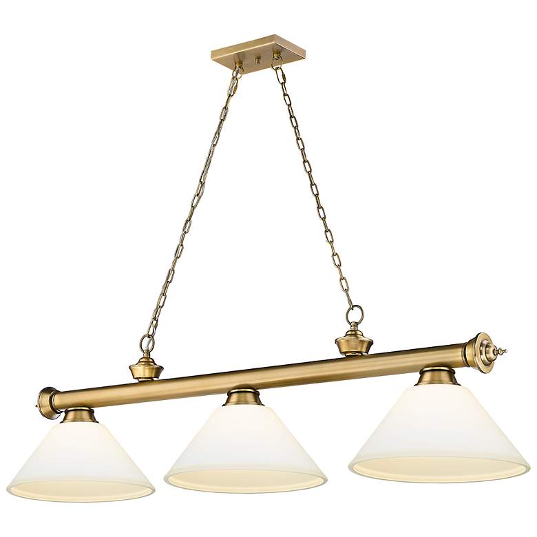 Image 2 Cordon by Z-Lite Rubbed Brass 3 Light Billiard Light