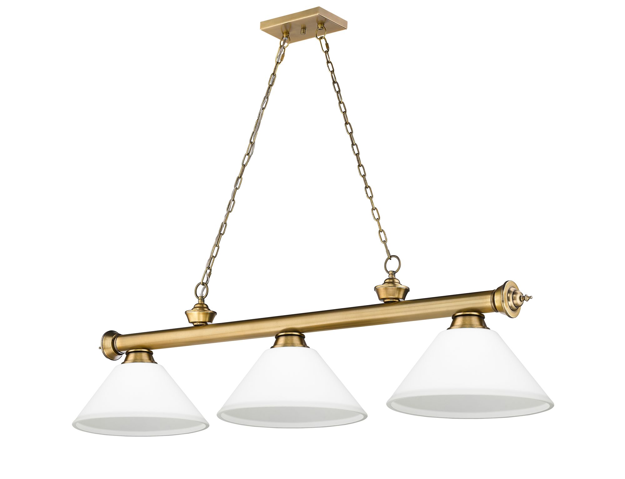 Cordon by Z-Lite Rubbed Brass 3 Light Billiard Light