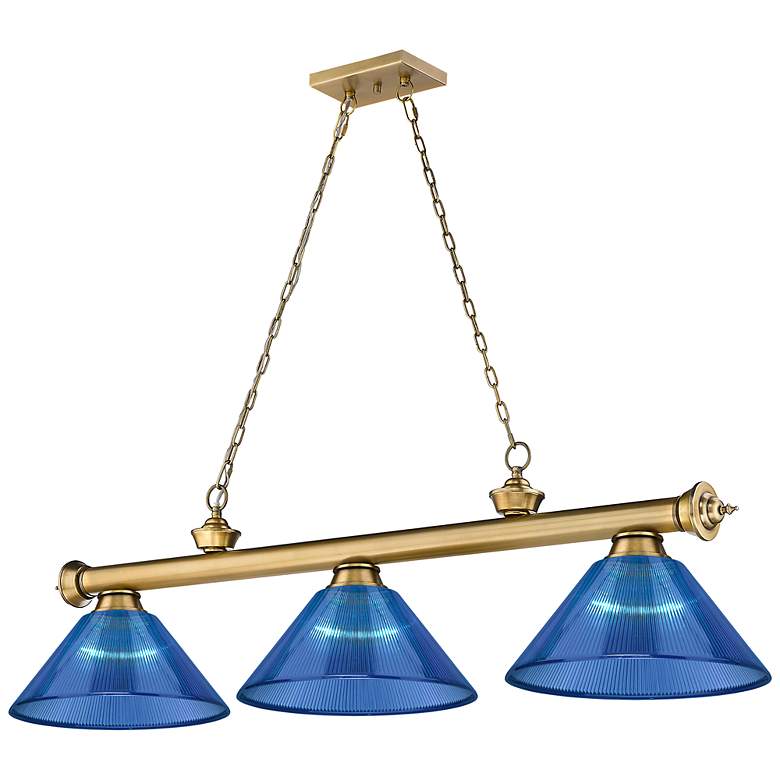 Image 2 Cordon by Z-Lite Rubbed Brass 3 Light Billiard Light