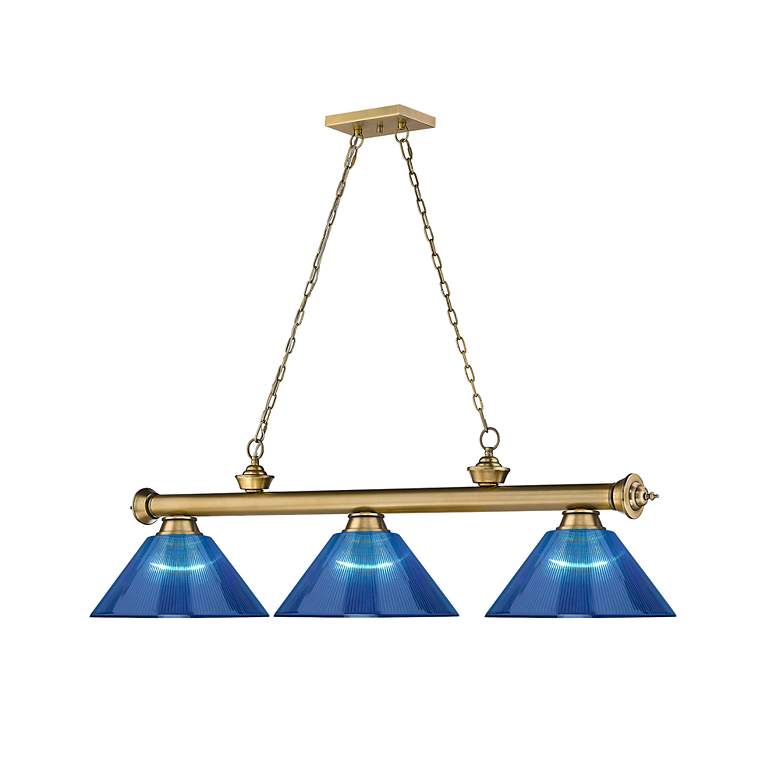 Image 6 Cordon by Z-Lite Rubbed Brass 3 Light Billiard Light more views