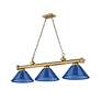 Cordon by Z-Lite Rubbed Brass 3 Light Billiard Light