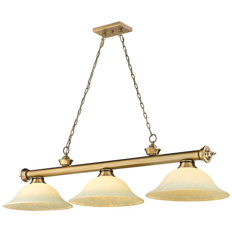 Image 2 Cordon by Z-Lite Rubbed Brass 3 Light Billiard Light