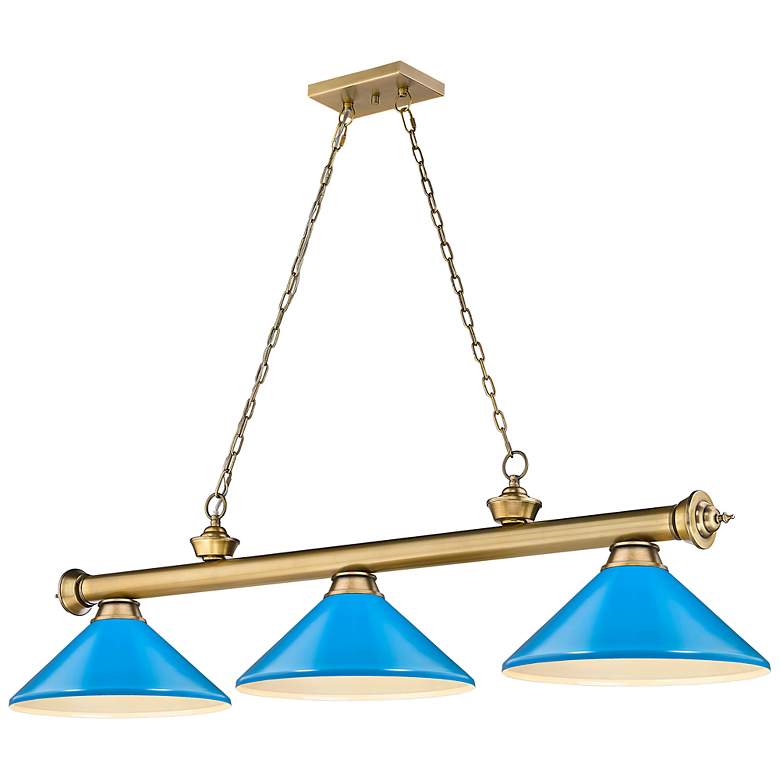Image 2 Cordon by Z-Lite Rubbed Brass 3 Light Billiard Light