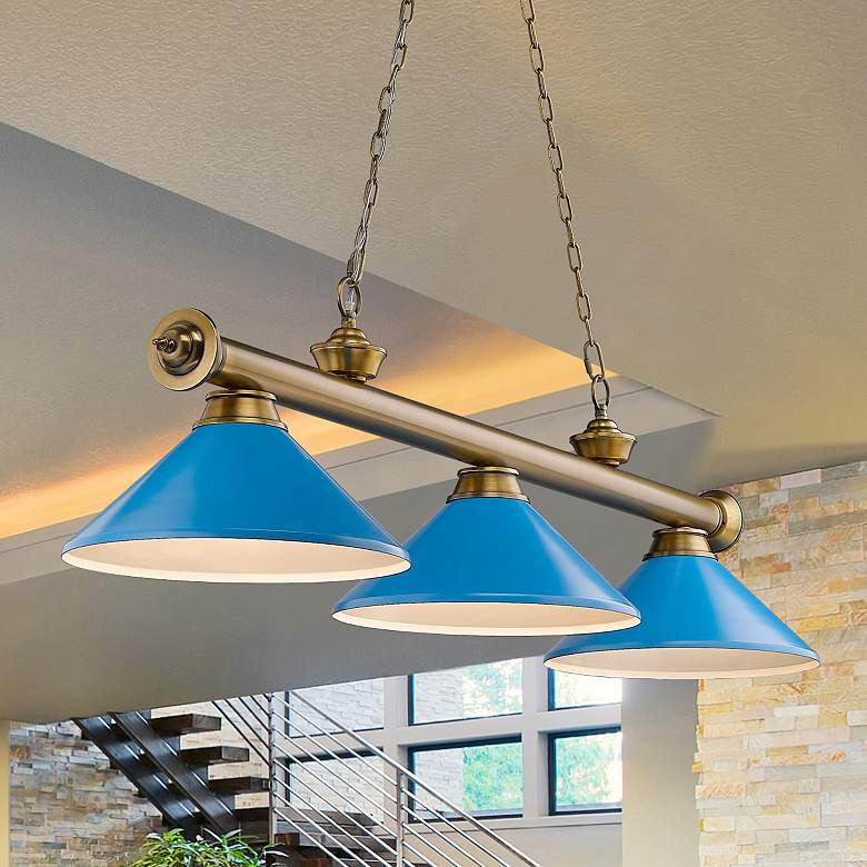 Image 1 Cordon by Z-Lite Rubbed Brass 3 Light Billiard Light