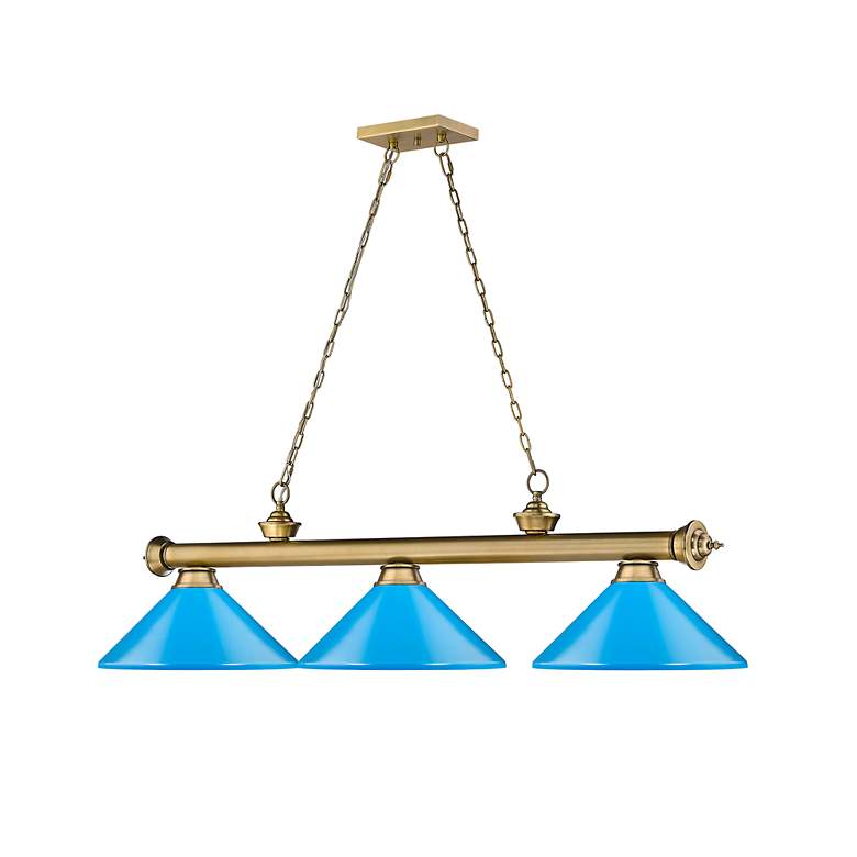 Image 6 Cordon by Z-Lite Rubbed Brass 3 Light Billiard Light more views