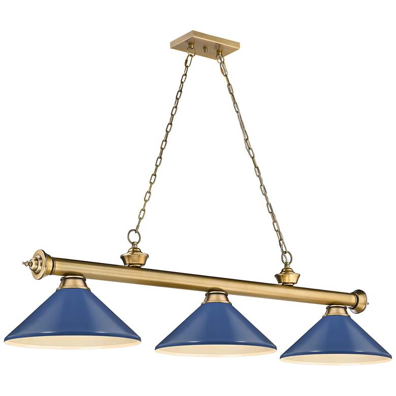Image 1 Cordon by Z-Lite Rubbed Brass 3 Light Billiard Light