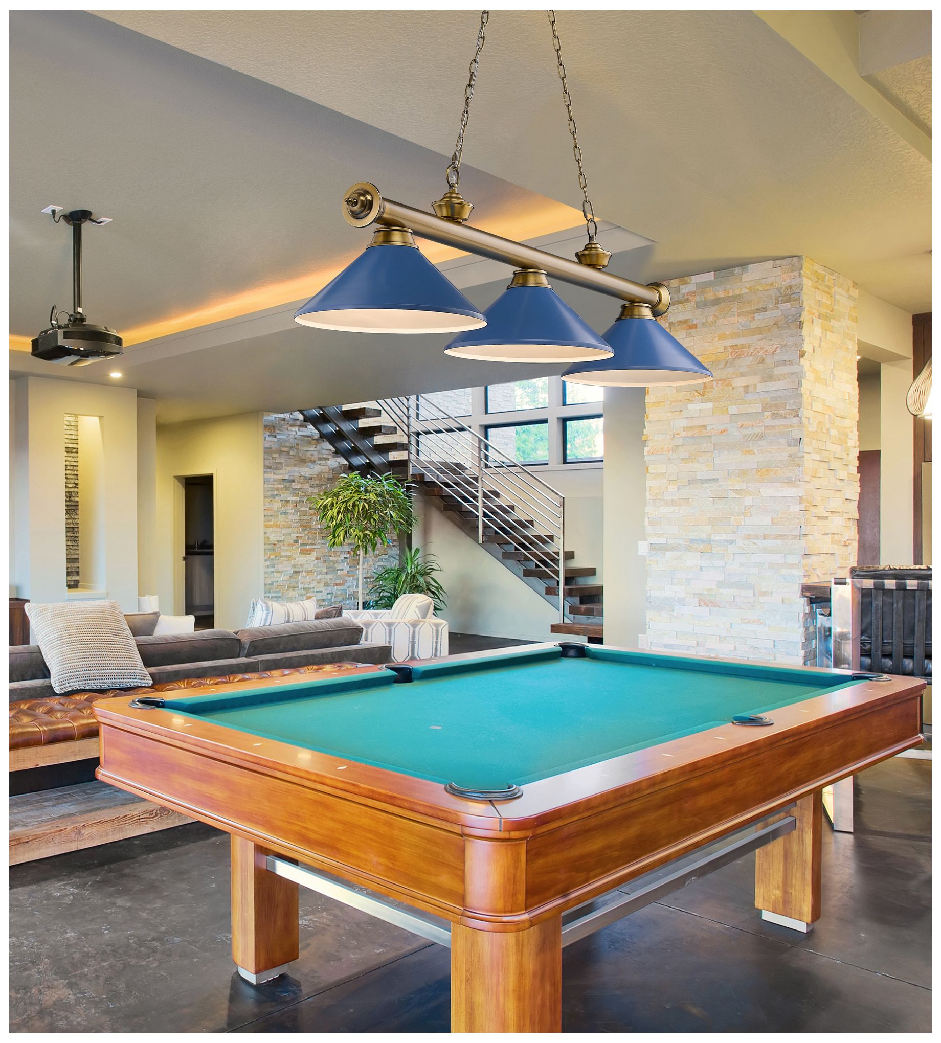 Image 2 Cordon by Z-Lite Rubbed Brass 3 Light Billiard Light more views