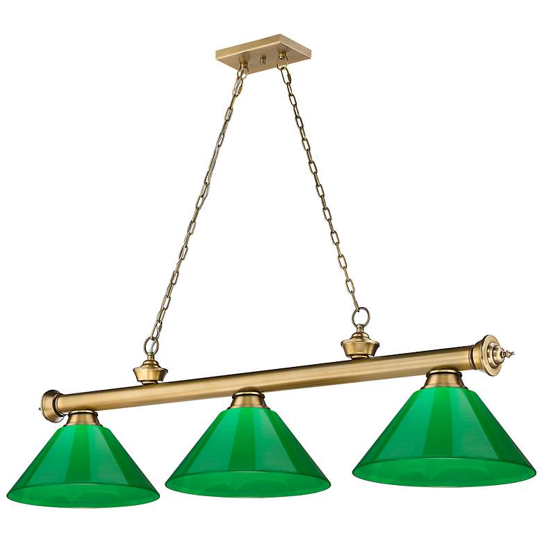 Image 2 Cordon by Z-Lite Rubbed Brass 3 Light Billiard Light