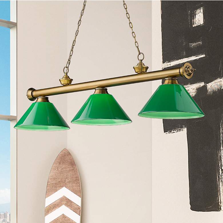 Image 1 Cordon by Z-Lite Rubbed Brass 3 Light Billiard Light