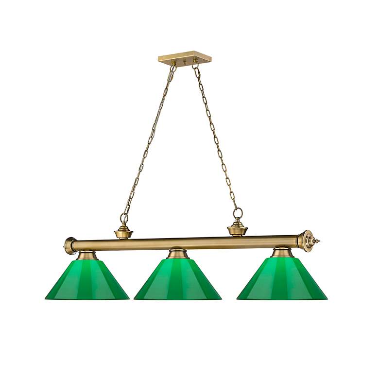 Image 6 Cordon by Z-Lite Rubbed Brass 3 Light Billiard Light more views