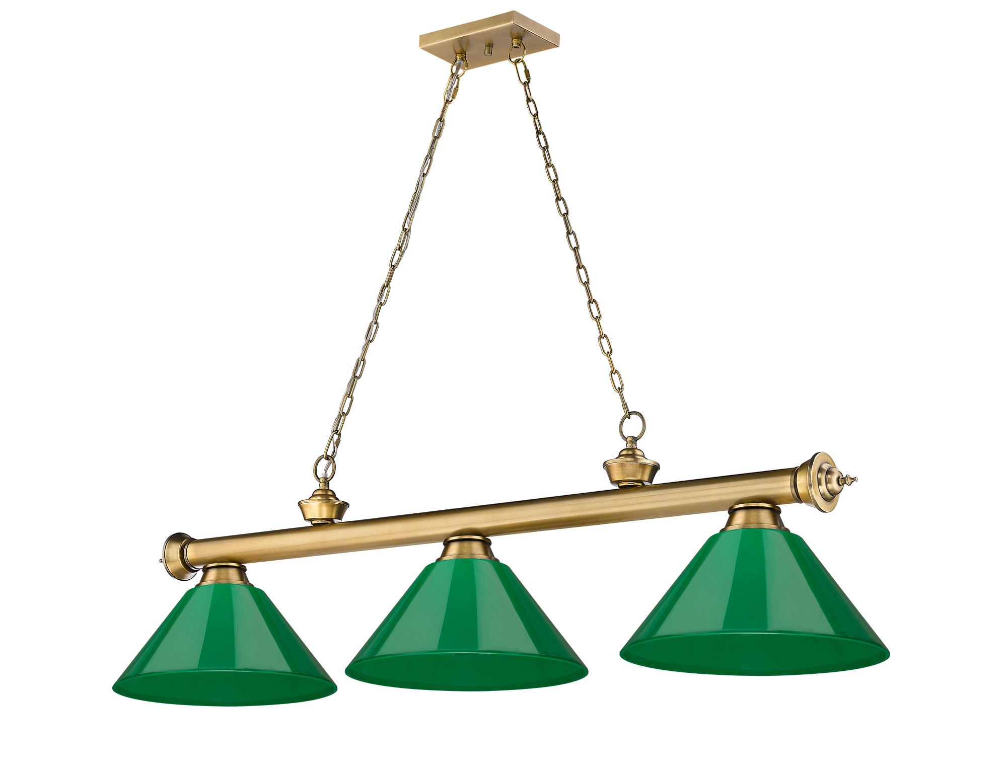 Cordon by Z-Lite Rubbed Brass 3 Light Billiard Light