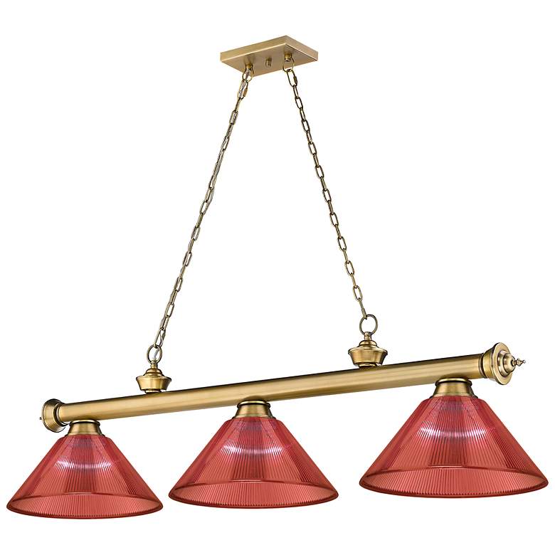 Image 2 Cordon by Z-Lite Rubbed Brass 3 Light Billiard Light