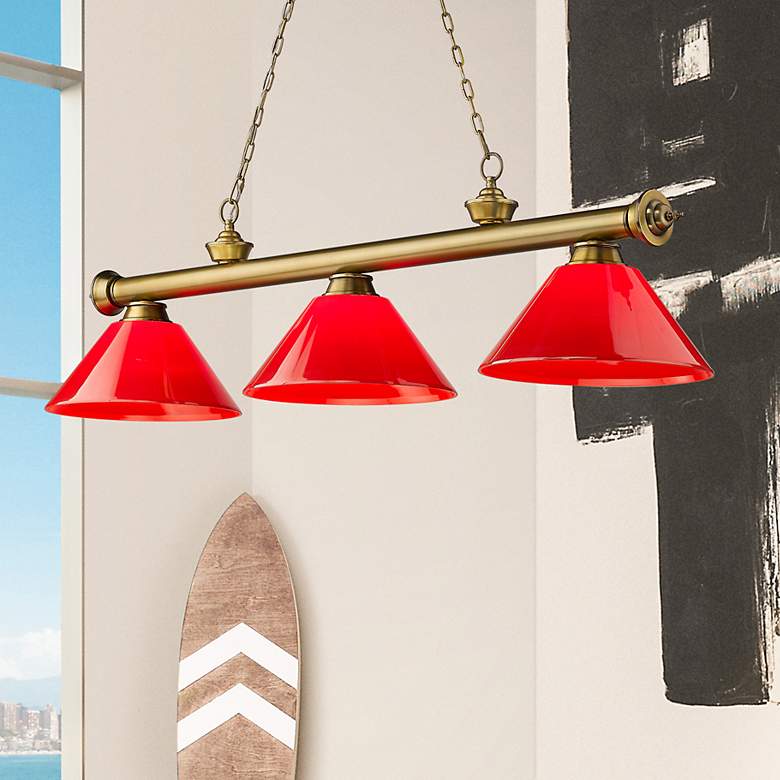 Image 1 Cordon by Z-Lite Rubbed Brass 3 Light Billiard Light