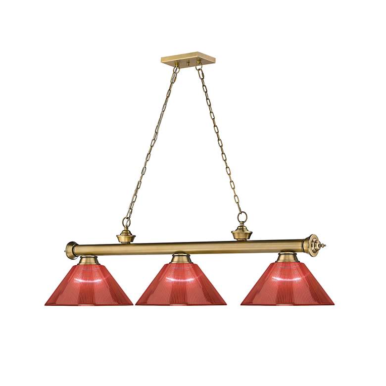 Image 6 Cordon by Z-Lite Rubbed Brass 3 Light Billiard Light more views