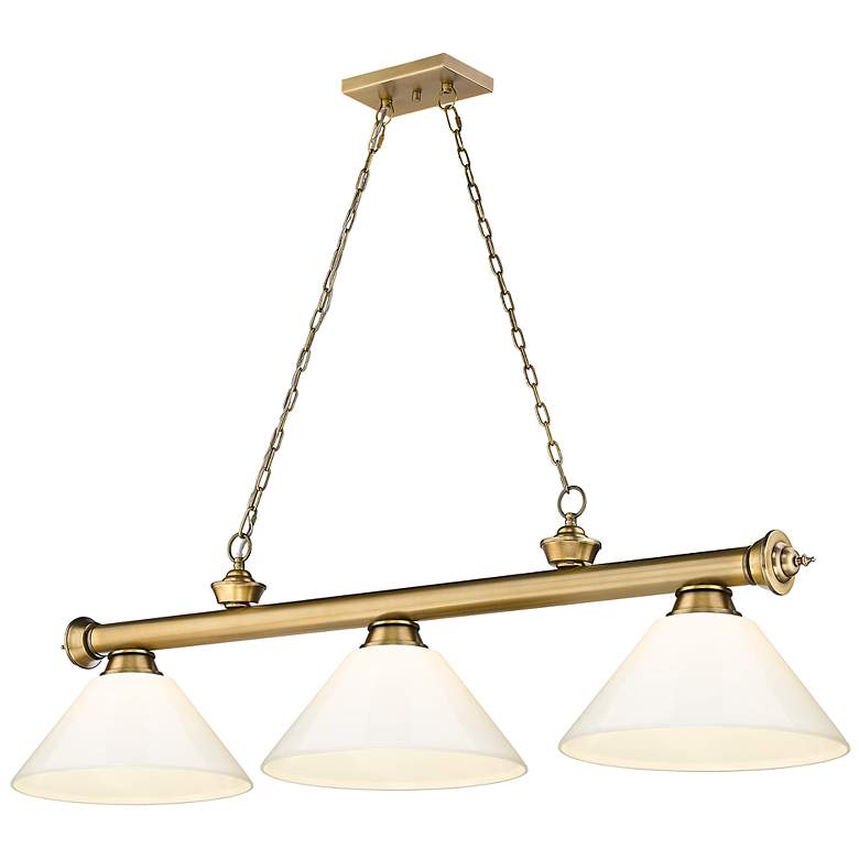 Image 3 Cordon by Z-Lite Rubbed Brass 3 Light Billiard Light