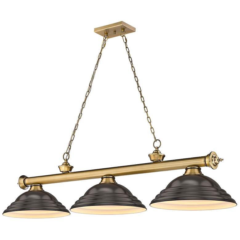 Image 2 Cordon by Z-Lite Rubbed Brass 3 Light Billiard Light