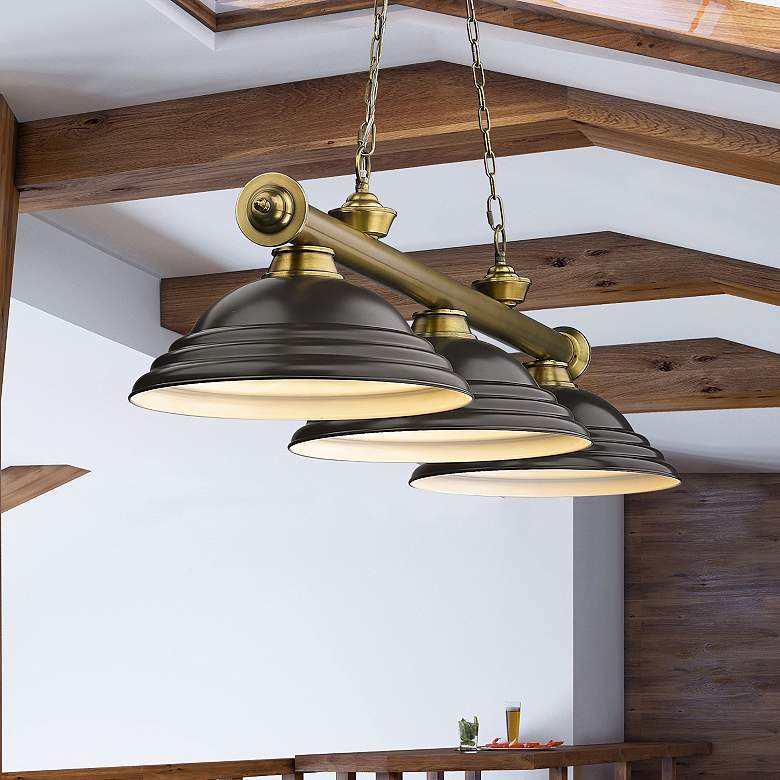 Image 1 Cordon by Z-Lite Rubbed Brass 3 Light Billiard Light
