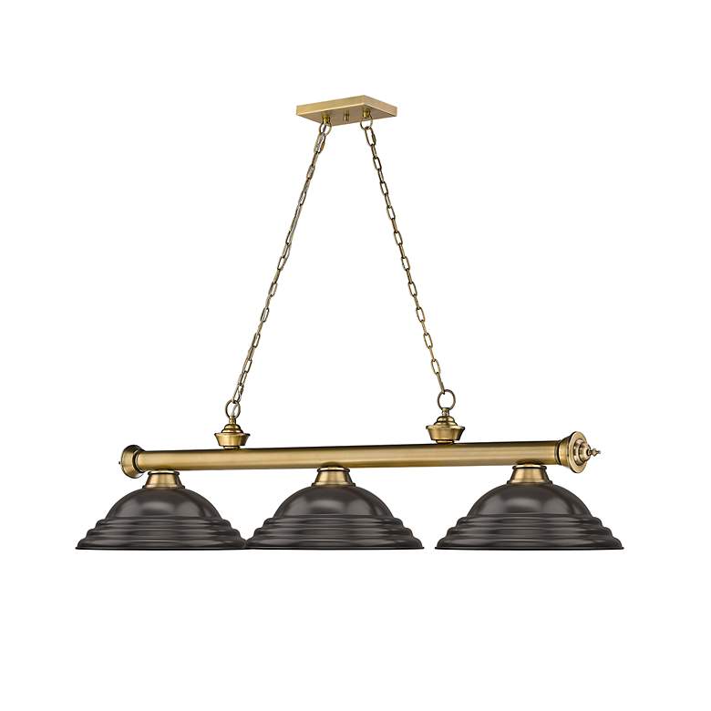 Image 6 Cordon by Z-Lite Rubbed Brass 3 Light Billiard Light more views