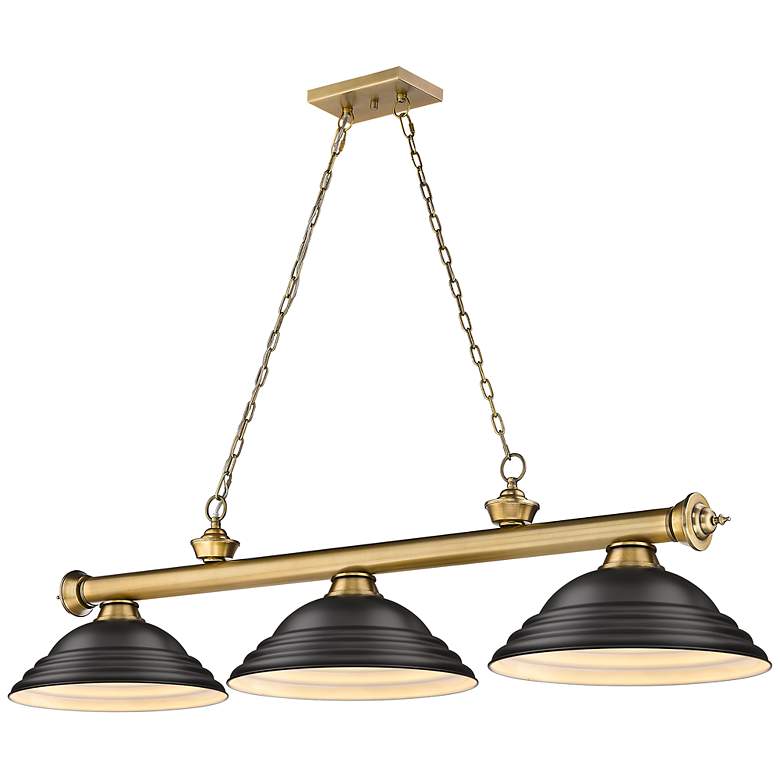 Image 2 Cordon by Z-Lite Rubbed Brass 3 Light Billiard Light